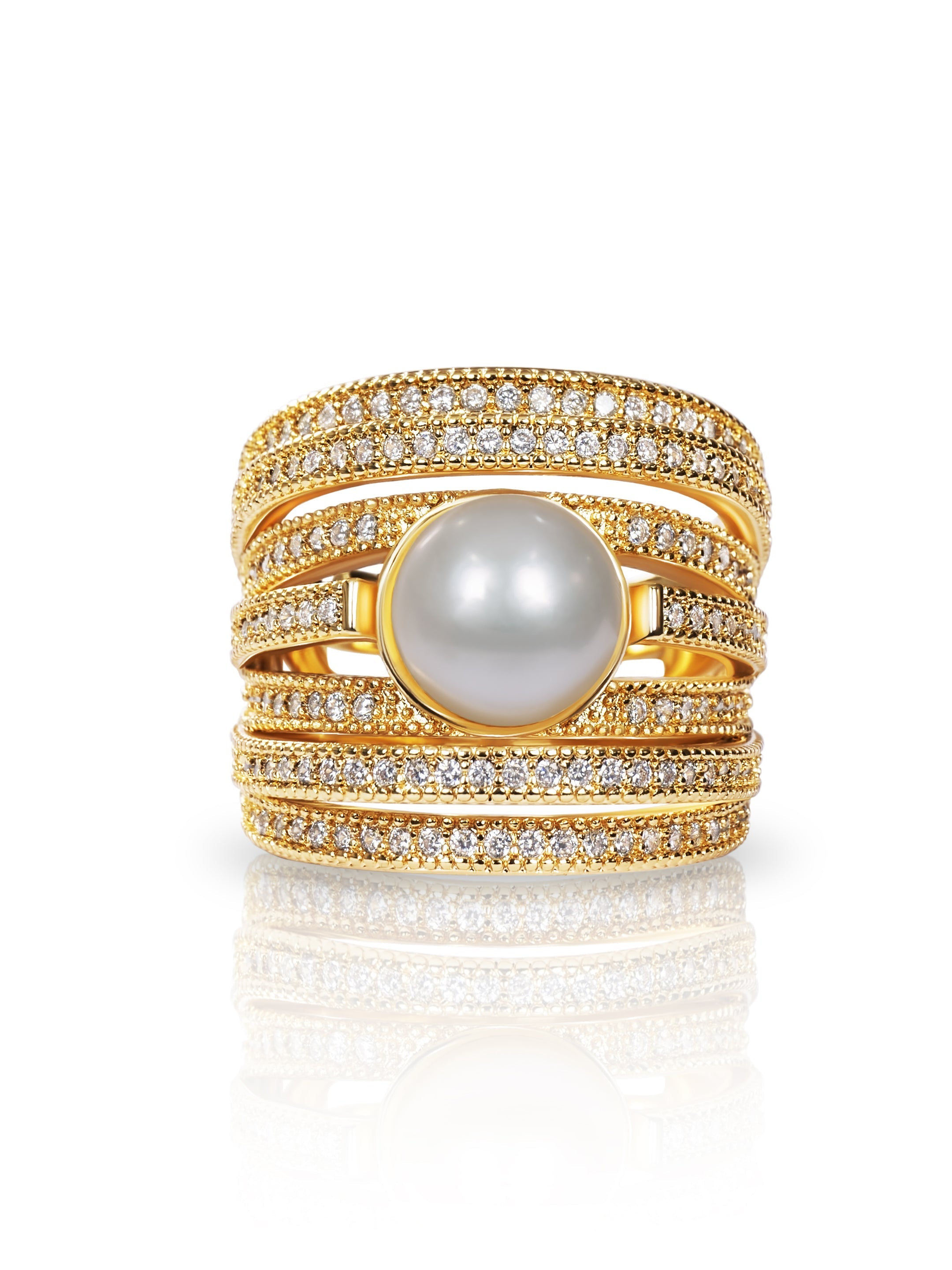 Rose Gold White Pearl Ring, Size: 4,6 at Rs 1500/piece in Noida | ID:  21691958448