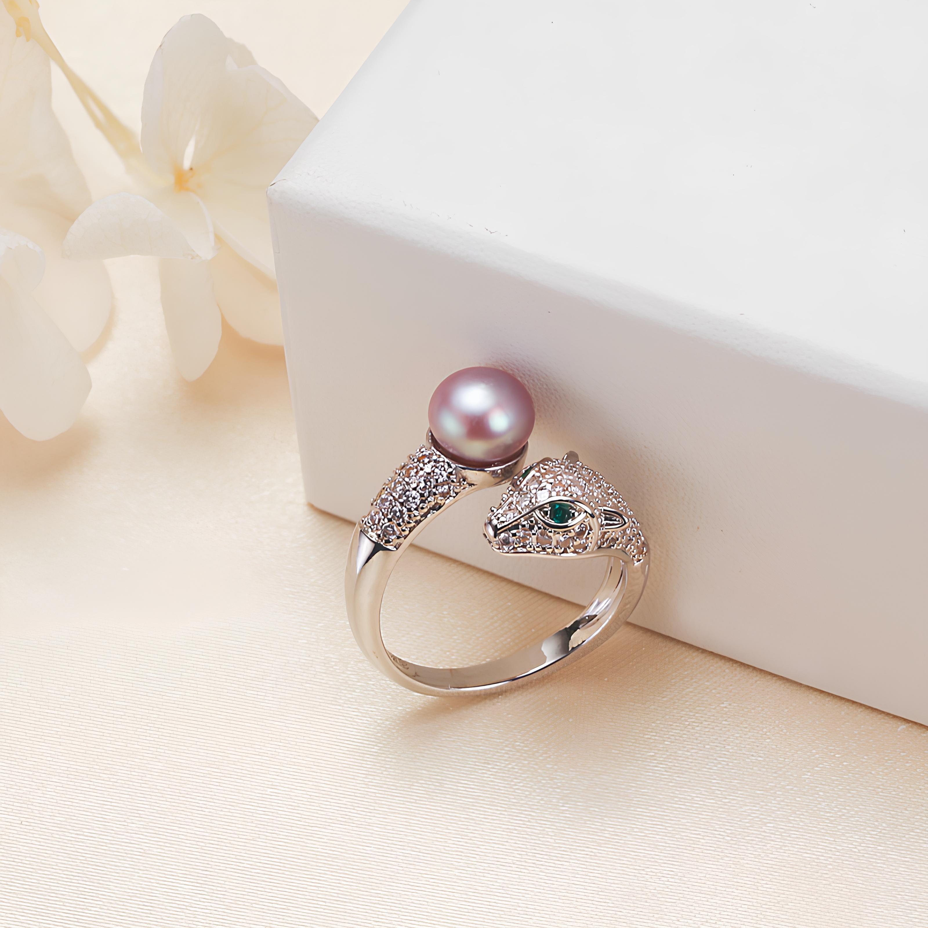 18K Gold Plated Natural Purple Pearl Ring
